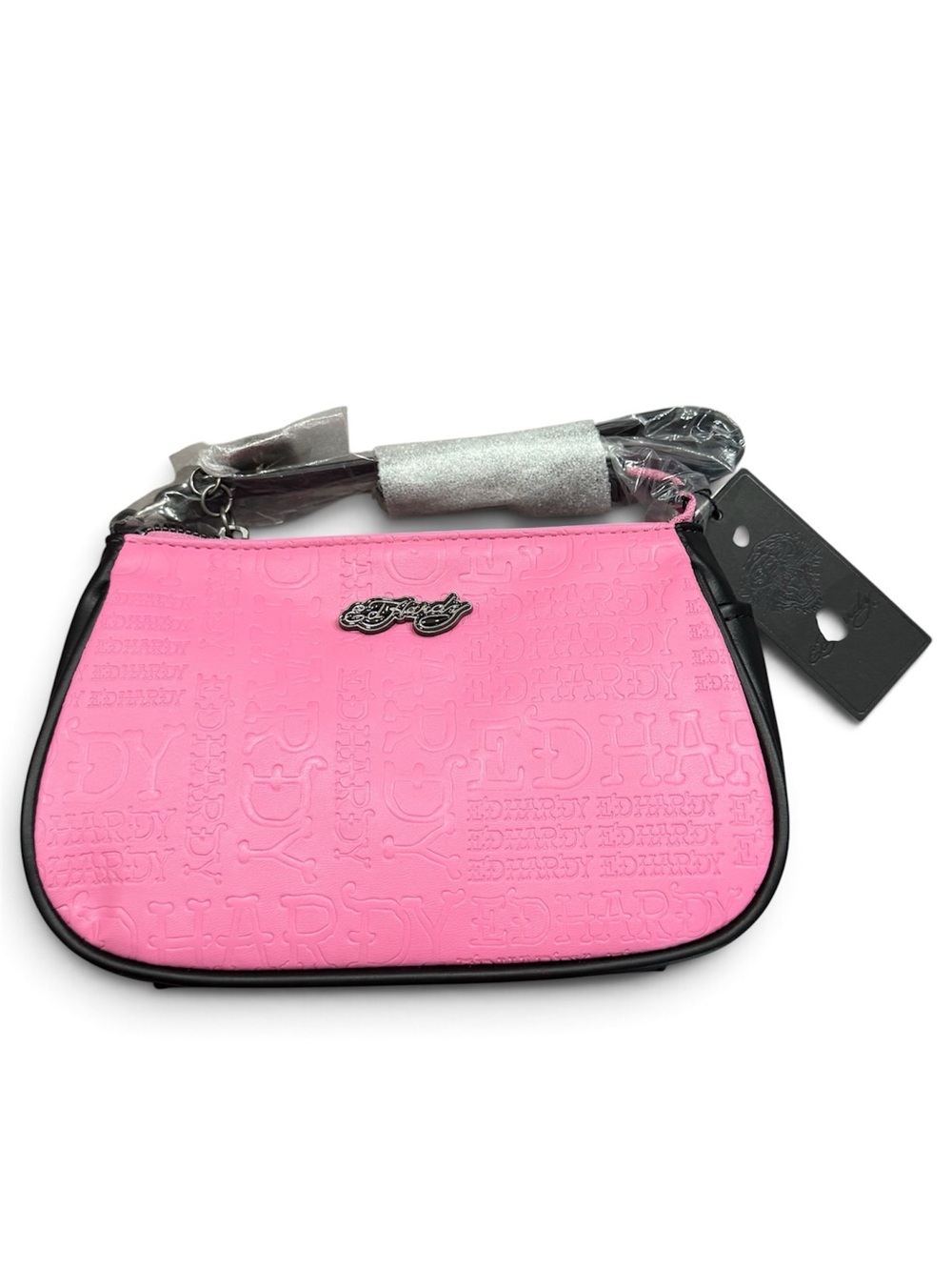 Ed Hardy Pink Small Shoulder Bag with Black Trim